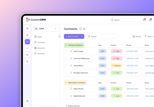 Custom Software Development Package Example: CUSTOMIZABLE WEB CRM