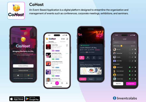 Mobile App Development Package Example: CoHost - Event Based Application