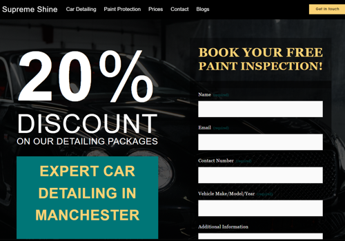 Search Engine Optimization Package Example: Supreme Shine - New Automotive Website and SEO