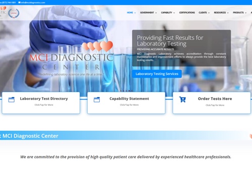 Web Design Package Example: Web Design Visual - MCI Diagnostics Center