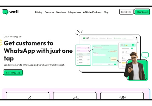 Web Design Package Example: Wati.io – WhatsApp Business Messaging Platform
