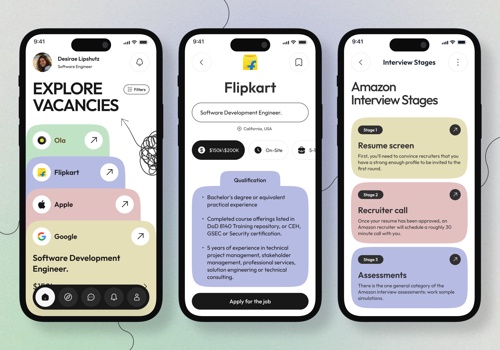 UX/UI Design Package Example: Mobile App Design for Job Vacancies