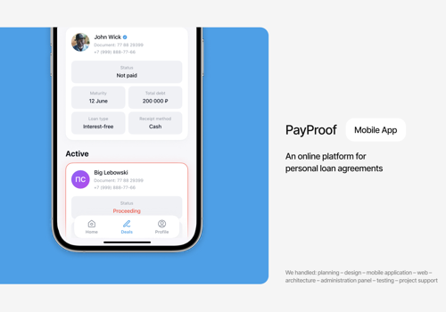 Mobile App Development Package Example: Mobile App for Personal Loan Agreements