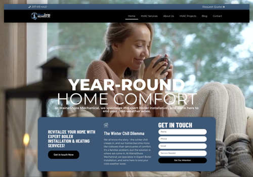 Search Engine Optimization Package Example: Website Re-Design MaineShore Mechanical
