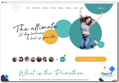 Web Development Package Example: Primothon - Website for Women