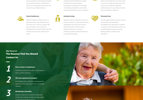 Web Development Package Example: Senior Home Care Business Web Design