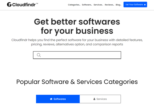 Web Design Package Example: Cloudfindr Software Comparison Website Development