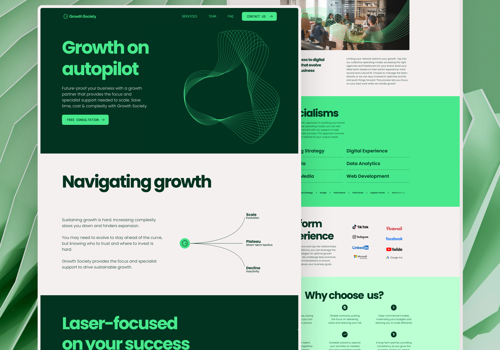 Web Design Package Example: Framer-Powered Web Design: Bringing Growth Society