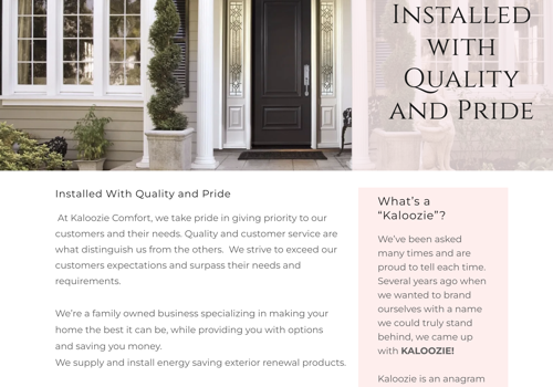 Search Engine Optimization Package Example: Kaloozie Comfort - Ottawa Siding Company
