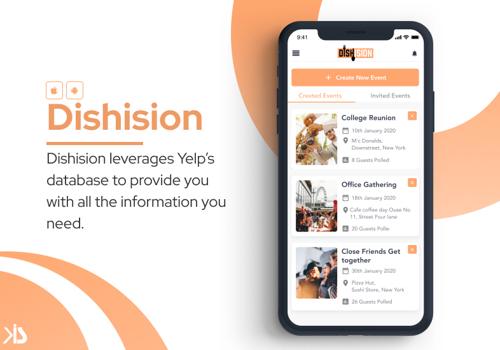 Mobile App Development Package Example: Hybrid app to help you decide the best place to dine out!
