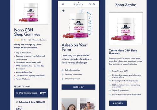 Web Design Package Example: Zentra: Boosting Online Presence for Natural Sleep