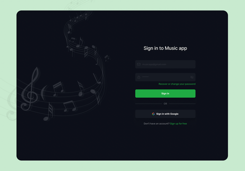 Web Design Package Example: Music editing player for studio recording
