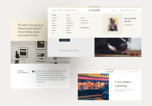 Web Design Package Example: UGallery – Shopify ecommerce that connects artists