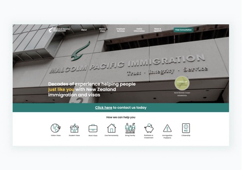 Web Design Package Example: Malcolm Pacific Webflow Build