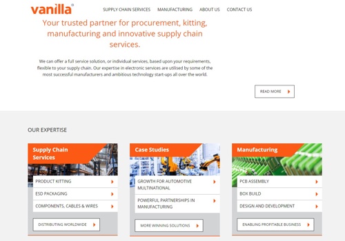 Web Design Package Example: vanillaelectronics