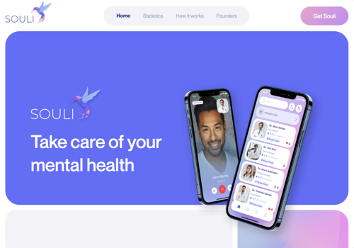 Web Design Package Example: Souli – one-time project for mental health service