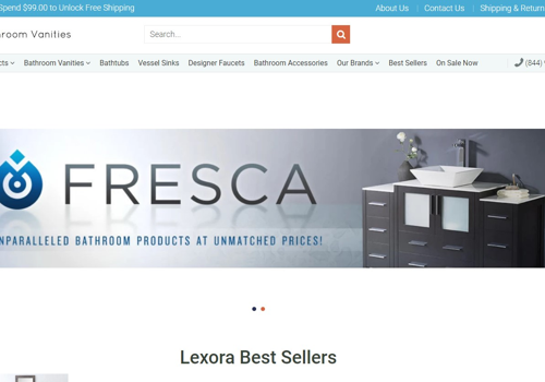 Web Development Package Example: Bath Vanity Store Using Shopify Website Design
