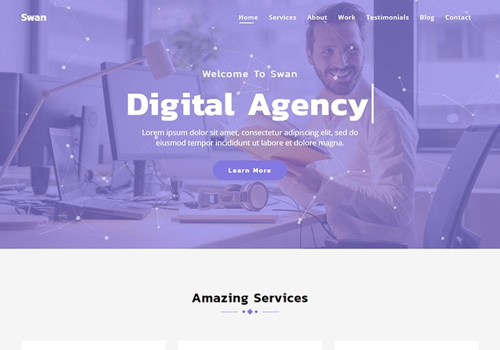 Web Design Package Example: Swan - Parallax Agency Landing Page Template