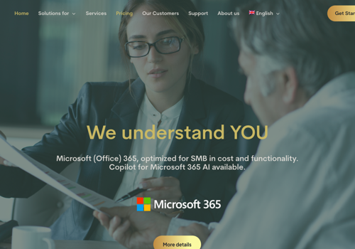 Web Development Package Example: Website - Subscriptions for Microsoft 365 produc