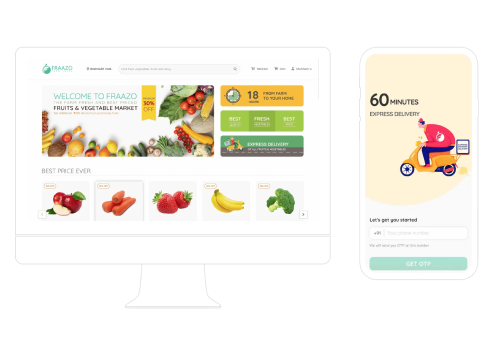 UX/UI Design Package Example: Fraazo Fresh deliveries