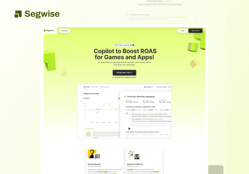 Web Development Package Example: Segwise Landing page website Development