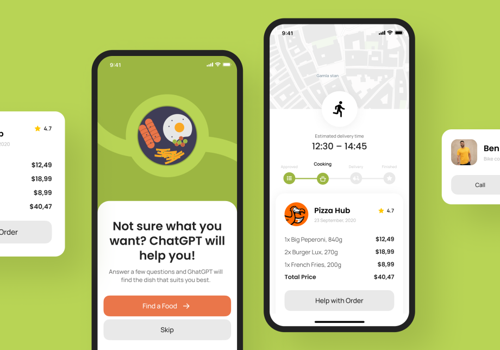 Mobile App Development Package Example: Food order app with ChatGPT functionality