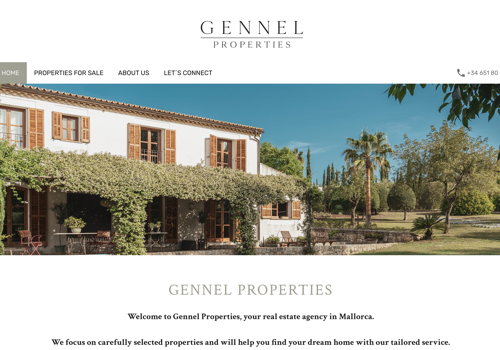 Web Design Package Example: Gennel Properties Real Estate Mallorca