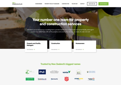 Web Development Package Example: Endeavour Property Services Webflow Development