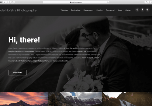 Web Design Package Example: Cole Hofstra Photography
