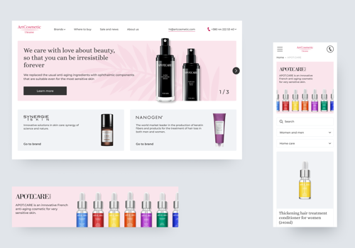 Web Development Package Example: Art Cosmetic — Cosmetics online store