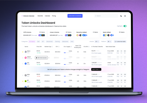UX/UI Design Package Example: Unlocks Calendar | Smarter Crypto Decisions