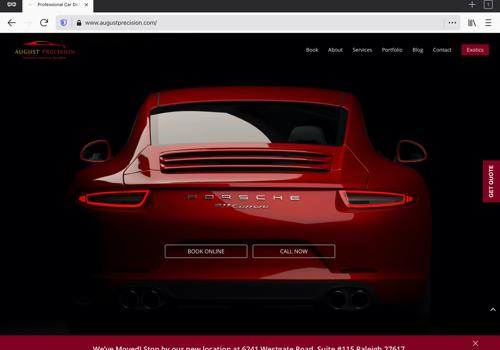 Web Design Package Example: August Precision - Automotive Detailing Experts