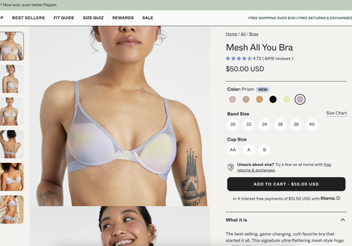 E-Commerce Development Package Example: Pepper Bras Shopify Plus Store