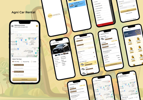 Mobile App Development Package Example: Agnicar Rental ( Taxi booking app)