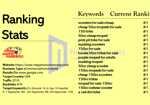 Search Engine Optimization Package Example: SEO for online Bike Store