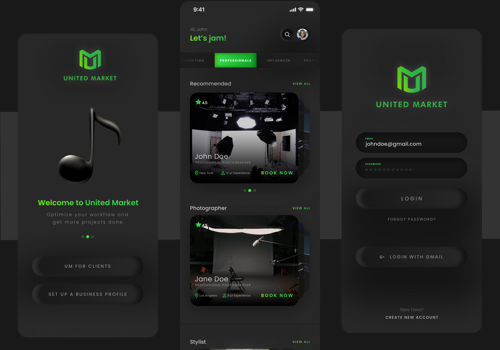 Mobile App Development Package Example: MA-United-Market Mobile Application Design
