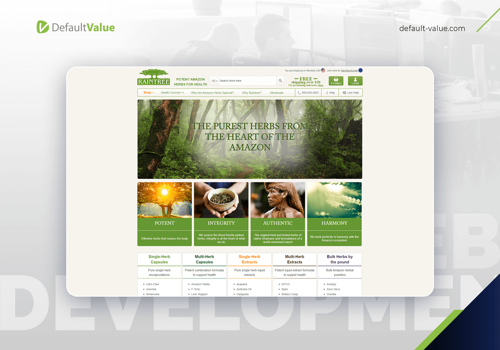 E-Commerce Development Package Example: Seller of Amazonian medical herbs