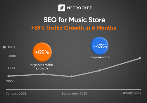 Search Engine Optimization Package Example: SEO Promotion for Music Store