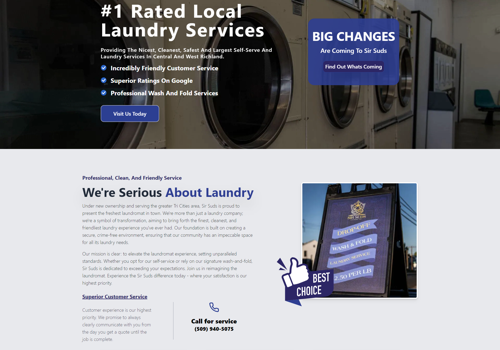 Web Design Package Example: Conversion Focsued Website For Sir Suds Lundry Co.