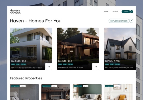 Branding Package Example: UX/UI design for a real estate website