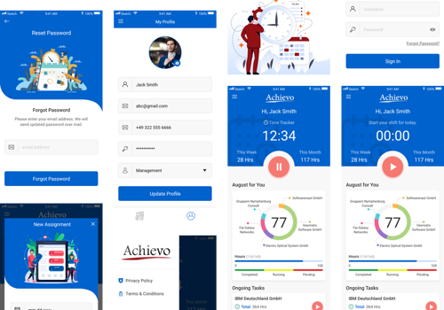 Mobile App Development Package Example: Achievo Time Tracking App