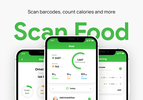 Mobile App Development Package Example: ScanFood - Diet Tracker and Food scanner