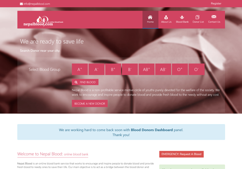 Search Engine Optimization Package Example: Web Application for Blood Donors