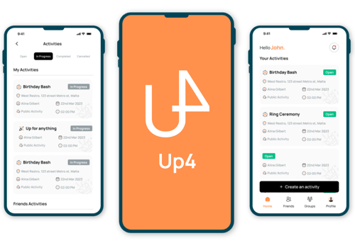 Mobile App Development Package Example: UpFor: Custom Social Media App Development