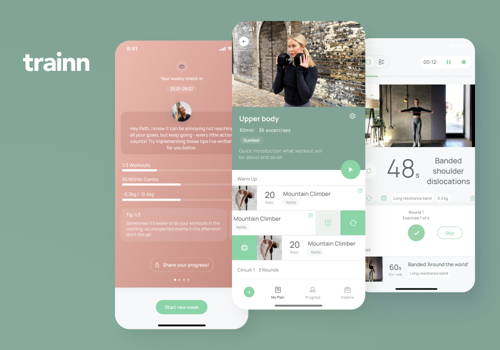 Mobile App Development Package Example: Trainn - fitness mobile app