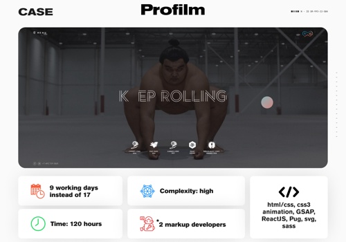 Web Development Package Example: Markup for project Profilm