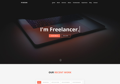 Web Design Package Example: Pigeon - Personal Portfolio Landing Page Template