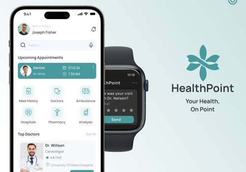 Mobile App Development Package Example: HealthPoint - Your Health, On Point.
