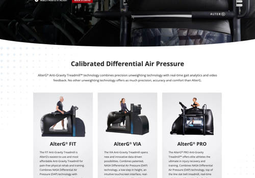 Web Design Package Example: The AlterG Website