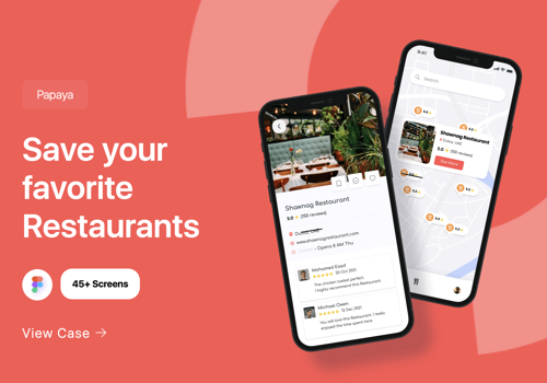 Mobile App Development Package Example: PAPAYA - Save Your Favourite Restaurants